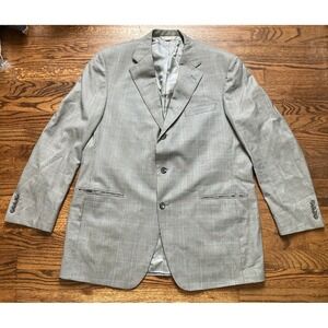 Samuelsohn Greenwich Windowpane Suit Jacket Mens Sz 44L Wool Super 150s
